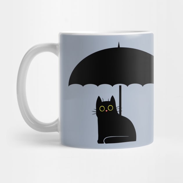 Black Cat under Umbrella by HolidayBug